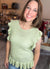 Ruffled Sweater Knit Top in Sage