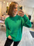 Hi-Low Waffle Sweater in Kelly Green