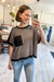 Dolman Sleeve Textured Knit Casual Top in Black & Grey
