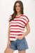 Stripe Scallop Crochet Sweater in Red