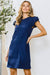 Ruffle Sleeves Solid Tunic Dress in Navy