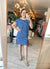 High Low Side Slit Striped T-Shirt Dress in Royal Blue