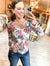 Floral Henley Knit Top in White
