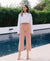 High Rise Crop Wide Leg Denim in Silver Pink by Vervet
