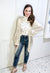 Ribbed Knit Floral Top in Cream and Blue