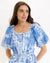Trinity Blue Floral Print Square Neck Maxi Dress
