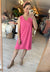 Ribbed V-Neckline Dress in Pink Paradise