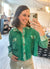 Oversized Waffle Shacket in Kelly Green