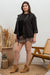 Snap Up & Zipped Hooded Light Weight Jacket in Black