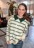 Oversized Button Down Striped Casual Sweater in Green