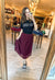 Midi Elizabeth Pleated Chiffon Skirt in Burgundy