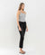 High Rise Distressed Straight Jeans in Washed Black