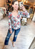 Floral Henley Knit Top in White