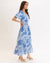 Trinity Blue Floral Print Square Neck Maxi Dress
