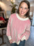 Contrast Striped Sweater in Hot Pink