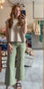 Super High Wide Cropped Utility Denim in Faded Green by MICA