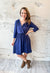 Grace'd Brushed 3/4 Sleeve Dress in Navy