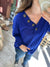 Brushed Waffle Knit Button Detail Sweater in Vibrant Blue