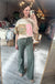 Patch Work Graphic Tee with Drop Shoulder in Beige and Pink