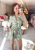 Printed Button Down Resort Romper in Sage