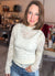 High Neck Fitted Sheer Mesh Lace Knit Top