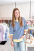 Oversized Stripe Casual Knit Top in Blue