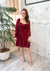 Romantic Ruching Sweetheart Dress in Wine Red
