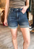 High Waisted Tummy Control Vintage Wash Cuffed Shorts