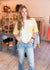 Oversized Mixed Media Knit Top in Light Lemon
