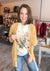 Two-Tone Charm Cardigan in Marigold and Magenta