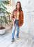 Faux Leather Button Down in Rich Cognac