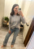 Heather Grey Waffle Knit Sweater
