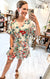 Vibrant V Neck Button Down Dress in Sage & Coral