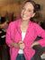 Snap Button Zip Up Hooded Jacket in Fuchsia Pink