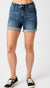 High Waisted Tummy Control Vintage Wash Cuffed Shorts