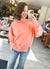 Acid Wash Exposed Seam Sweatshirt in Coral