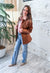 Faux Leather Button Down in Rich Cognac