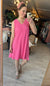 Ribbed V-Neckline Dress in Pink Paradise