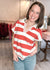Striped Collared Short Sleeve Sweater in Burnt Orange