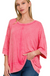 Ribbed Drop Shoulder Boat-Neck Top