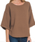 Double Knit Exposed Seam Short Sleeve Sweater in Chocolate Brown