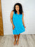 The Power I Hold V-Neck Ribbed Knit Dress in Aqua Glow