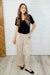 Working on Lounging Elastic Waist Bottoms in Khaki