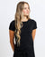 Round Trip Black Short Sleeve Crewneck Lightweight Sweater
