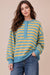 Oversized Striped Half Button Down Casual Knit Top