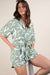 Printed Button Down Resort Romper in Sage