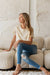Smock Front Embroidery Short Sleeve Blouse in Natural