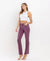 Mid Rise Raw Hem Bootcut in Sangria