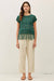Fringed Crochet Sweater Top in Evergreen