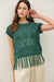Fringed Crochet Sweater Top in Evergreen